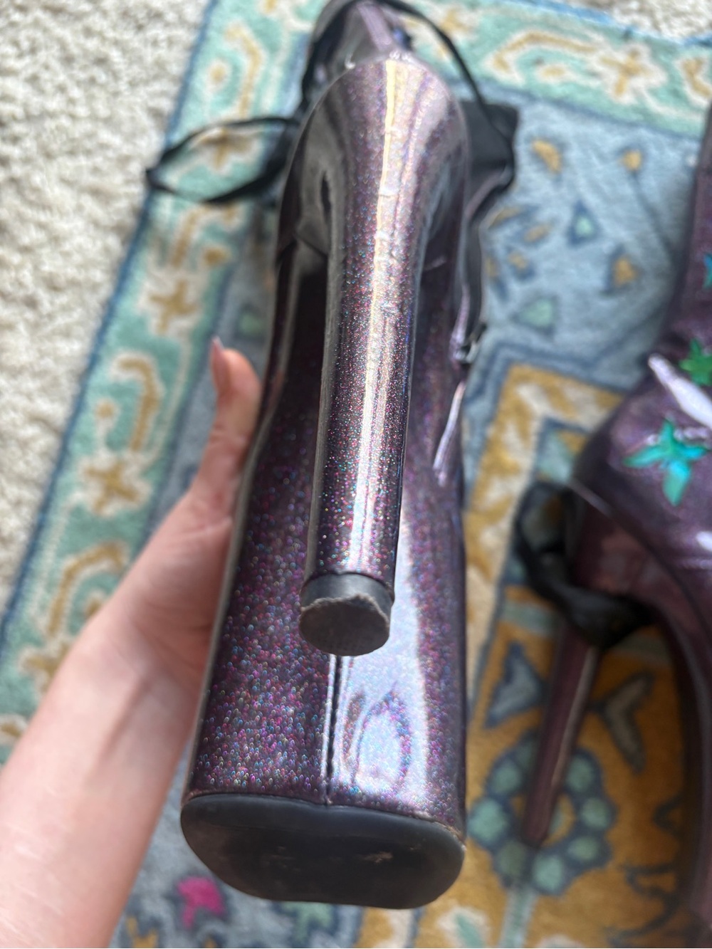 Hella Heels Glitterati Butterfly Boot Purple Size 8 - Picture 8 of 8